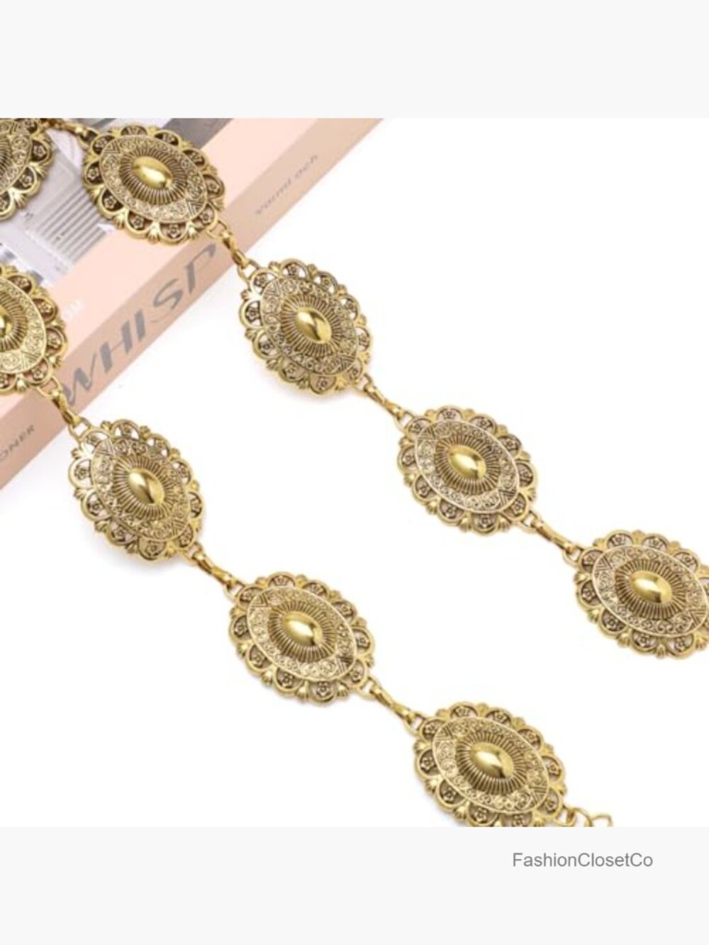Western Chain Belt Vintage Concho Waist Chain Belt for Women Dresses Jeans - Picture 2 of 7